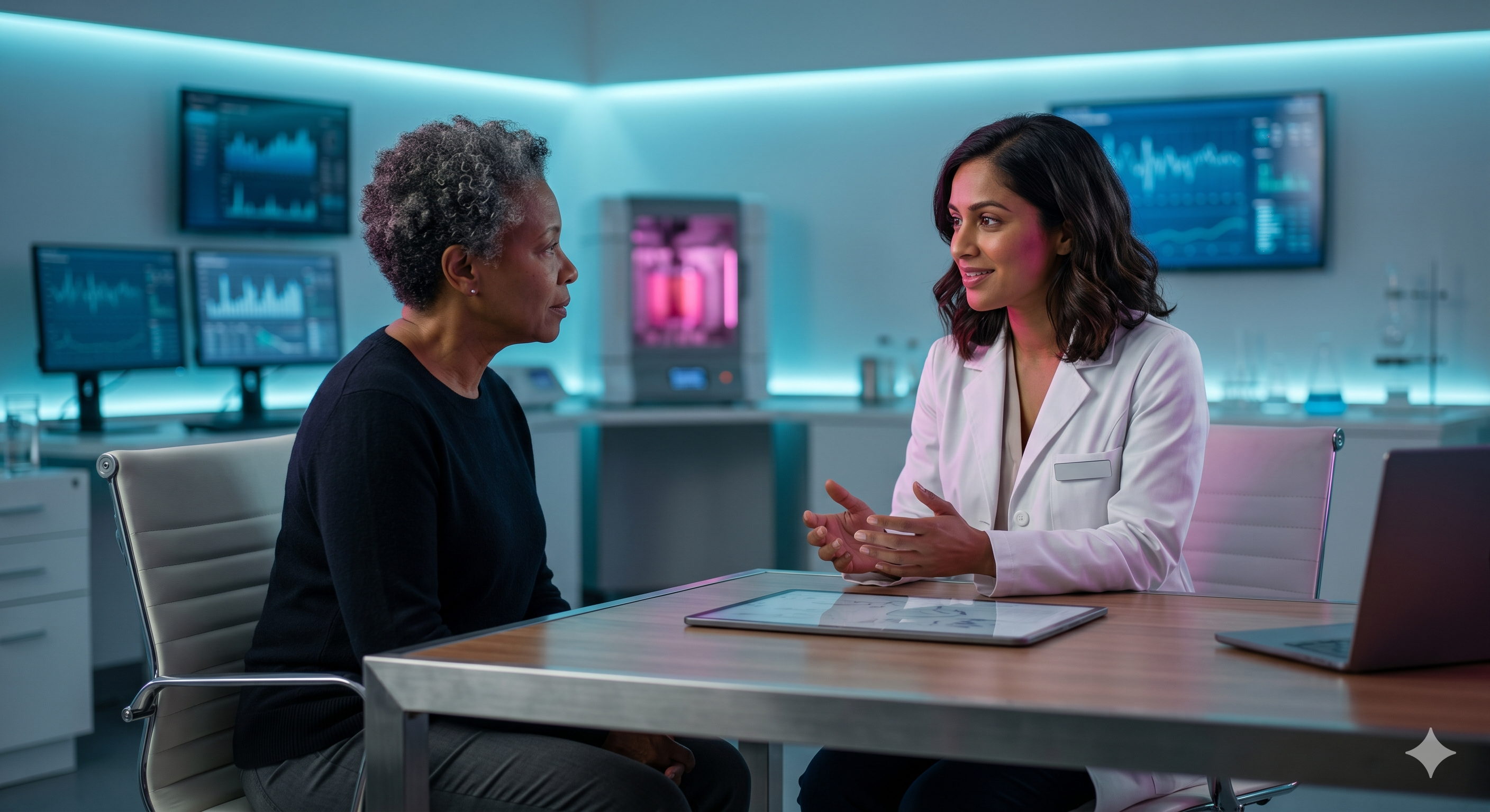 Physician consulting with a patient at a desk
